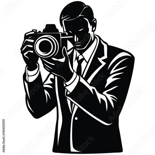 man taking photo illustration