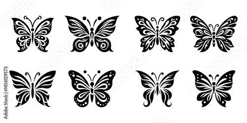 Elegant Butterfly Silhouettes Vector Set