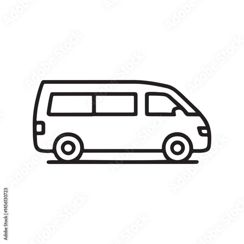 Van Vector Icon or Outline Minibus Illustration for Transport and Travel Design