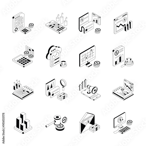 Grab this amazing isometric collection showing money icons