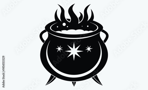 witch cauldron silhouette, Witch cauldron poison brew silhouette vector, Cauldron silhouette