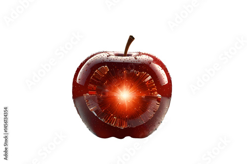 Cristal red apple on white background