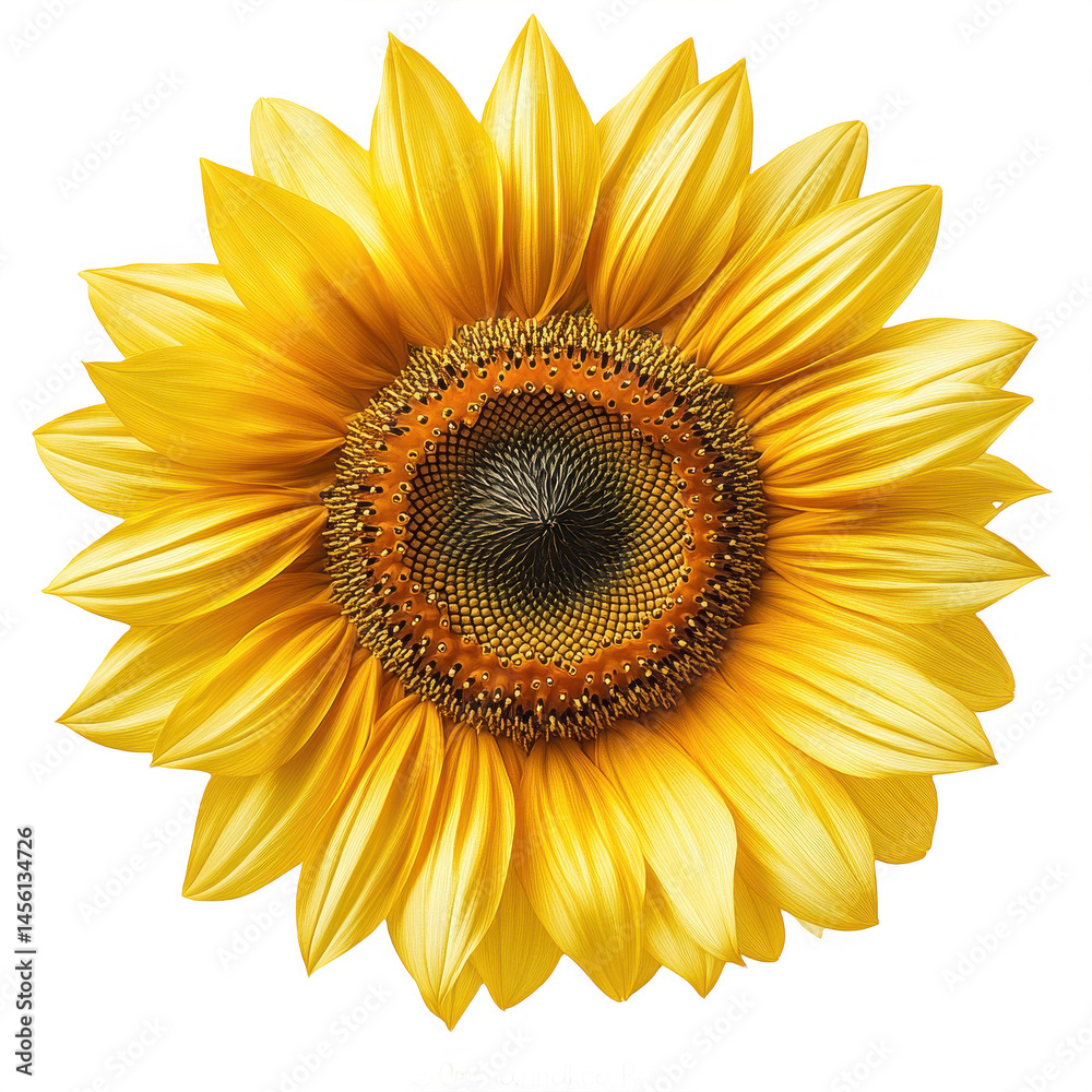 Fototapeta premium Sunflower blossom close up bright yellow petals floral beauty summer bloom on transparent background
