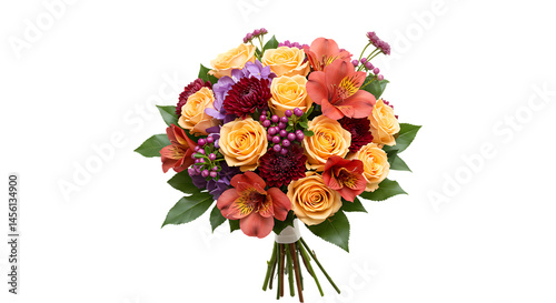 Mixed flowers in bouquet form, transparent background