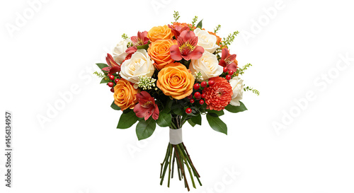 Mixed flowers in bouquet form, transparent background