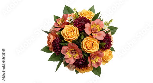 Mixed flowers in bouquet form, transparent background