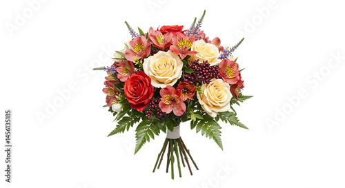 Mixed flowers in bouquet form, transparent background