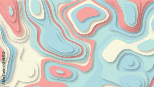Colorful multilayer paper cut image. Vector decoration art