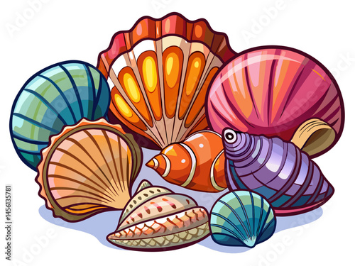 vector of Set of seashells isolated on white or transparent background