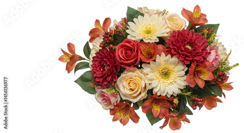Isolated vibrant flower bouquet with transparent background
