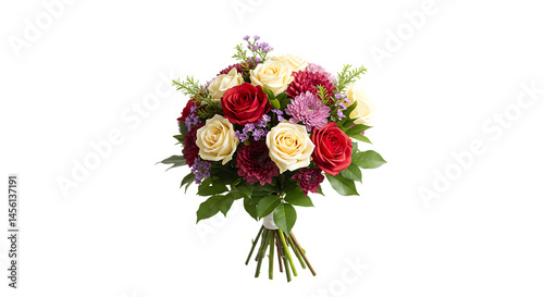 Isolated vibrant flower bouquet with transparent background