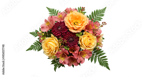 Isolated vibrant flower bouquet with transparent background