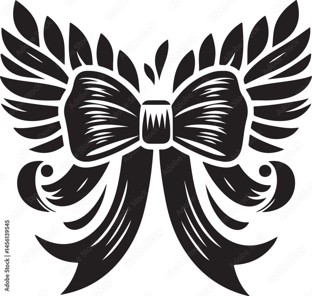Fototapeta premium Ribbon Bow Vector Silhouette Collection.