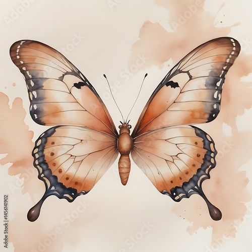 Elegant watercolor illustration of a butterfly with pastel color blends and patterns