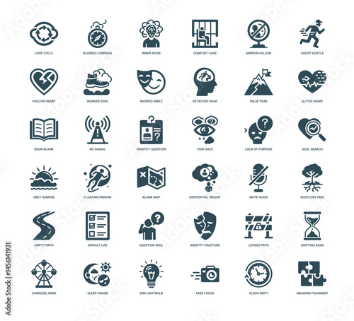 collection symbolic icons facet psychological existential themes like lack purpose life