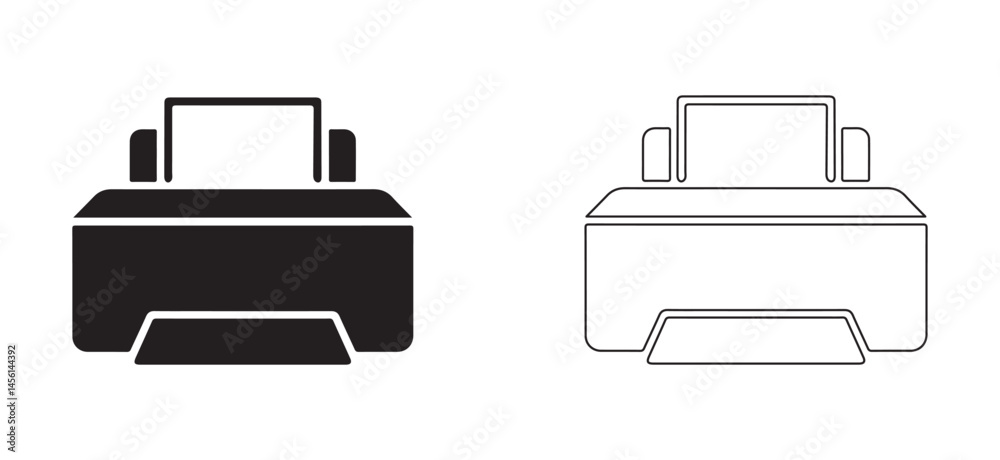 Printer icon flat and line art style vector illustration Printer icon flat and line art style vector illustration