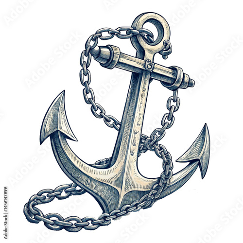 Classic nautical twin anchor illustration with bold chains representing maritime strength stability tradition and heritage