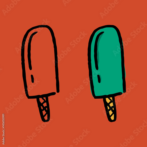 Ice cream vector illustration. ice cream hand-drawn illustration. Vector flat outline icon.