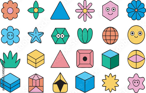 Minimalist Geometric Shapes Colourful Vector Set
