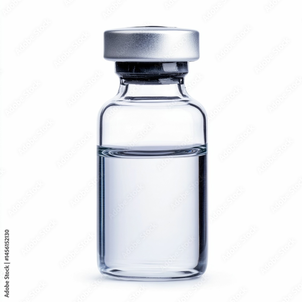 A close up image of a glass vial containing a transparent liquid possibly a vaccine or medical serum The vial has an intricate label with details A close up image of a glass vial containing a transparent liquid possibly a vaccine or medical serum The vial has an intricate label with details