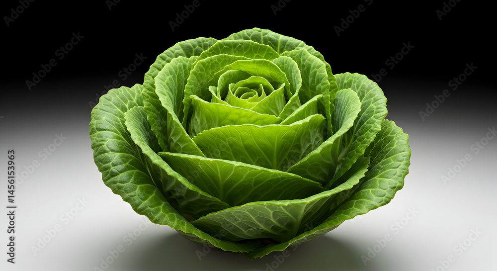Fototapeta premium Decorative Cabbage Rose In Full Bloom With Intricate Leaf Patterns