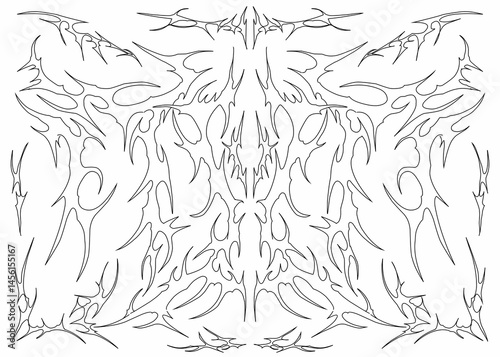 Neo Tribal Sketch symmetrical shapes vector design. Cyber sigilism elements, gothic y2k sharp spikes