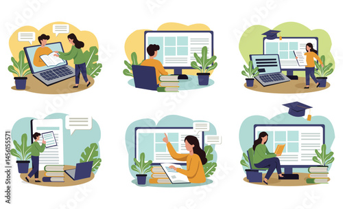 E-learning Digital Education Vector Icons