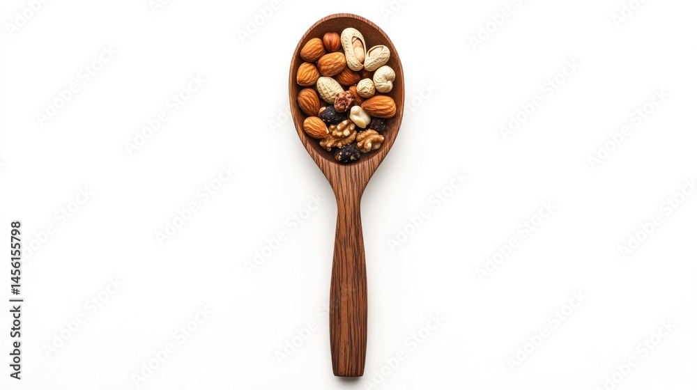 Fototapeta premium Assorted nuts in a wooden spoon