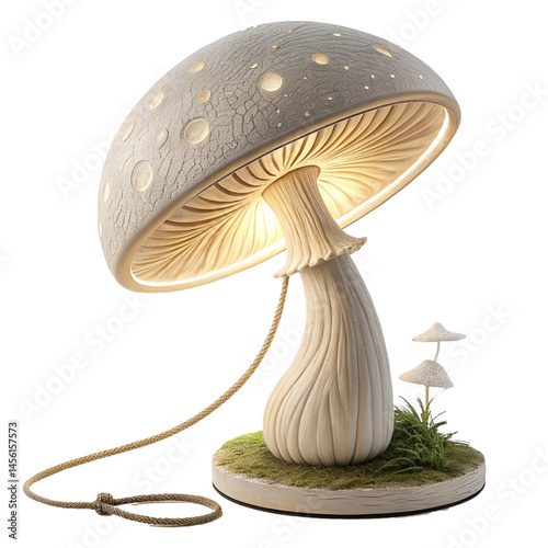 Magical mushroom glowing under soft lighting symbolizing fantasy mystery nature and fairytale forest ambiance
