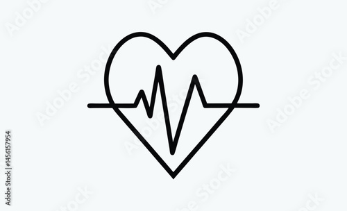 Heartbeat silhouette, Continuous line representing a heartbeat outline vector art illustration