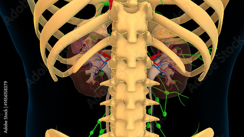 human kidney anatomy for medical concept 3D rendering
