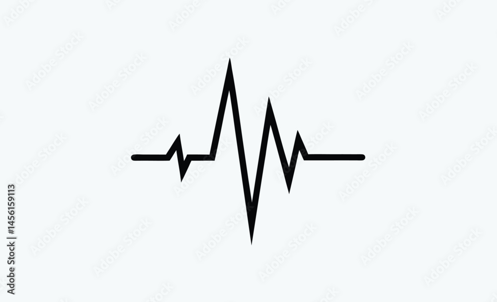 Heartbeat silhouette, Continuous line representing a heartbeat outline vector art illustration