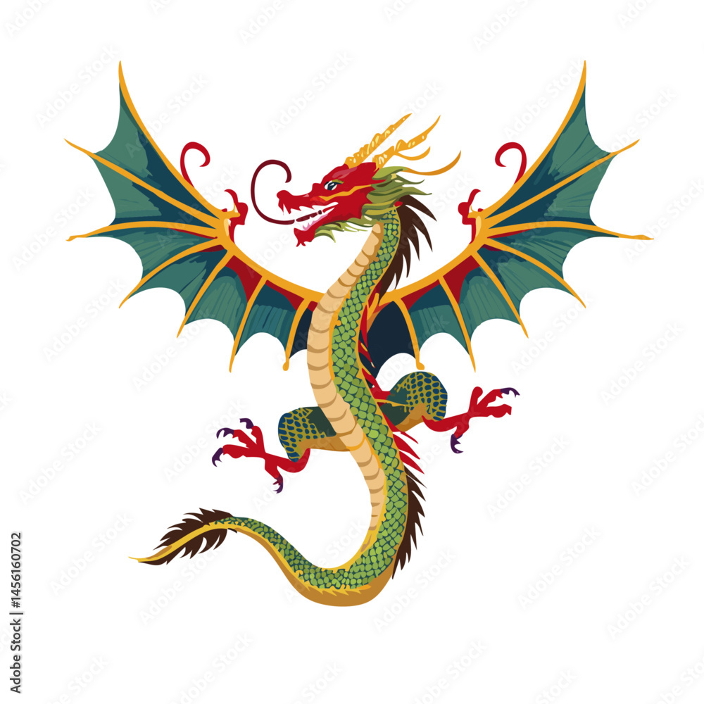 Fototapeta premium chinese dragon on white background vector mythical creatures, majestic graphic design