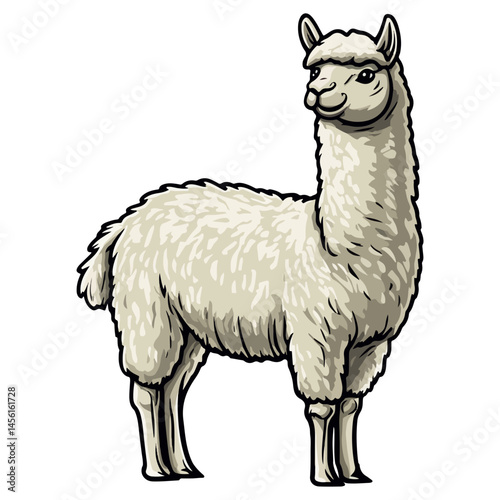 alpaca, animal, vector, transparent background, nature, pet, isolated, wildlife, mammal, cute, farm, icon, zoo, peru