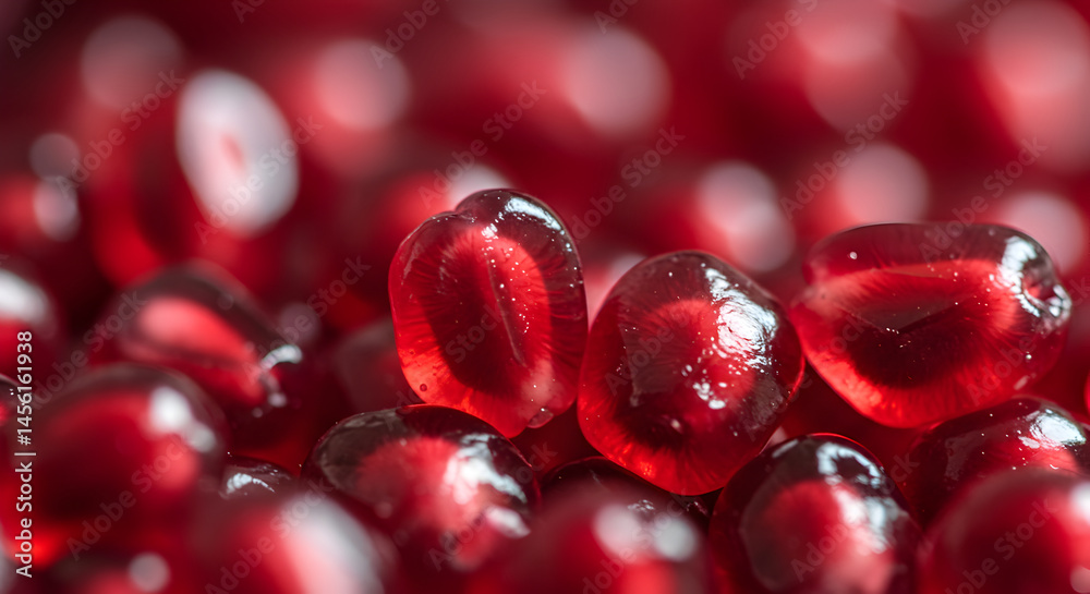 Vibrant Pomegranate Arils Showing Juicy Texture And Rich Color Vibrant Pomegranate Arils Showing Juicy Texture And Rich Color