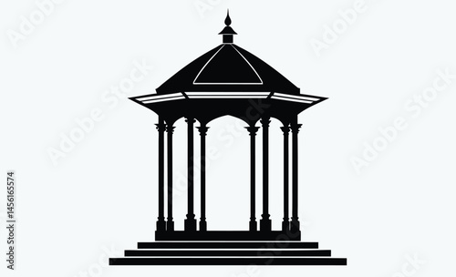 Gazebo silhouette, Gazebo silhouette vector, Gazebo icon, Black gazebo park silhouette vector