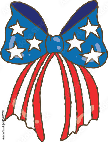Retro 4th of July Ribbon Hand-drawn