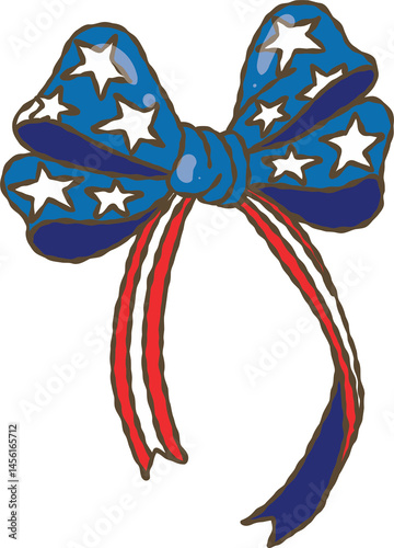 4th of July Ribbon Hand-drawn