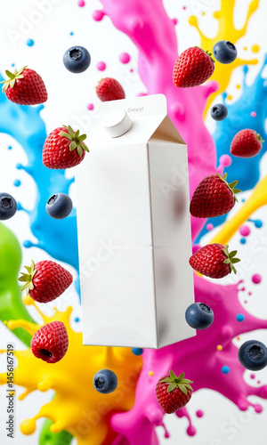 Photograph of a white milk or juice carton 