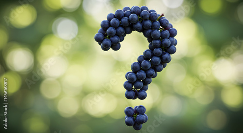 Questionable Harvest: Grapes Form a Question Mark on Bokeh Background