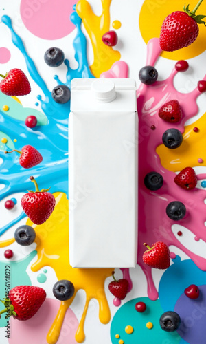 Photograph of a white milk or juice carton 