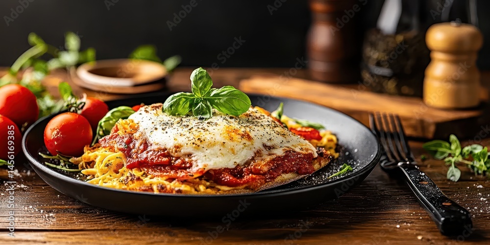 Fototapeta premium Chicken parm food banner