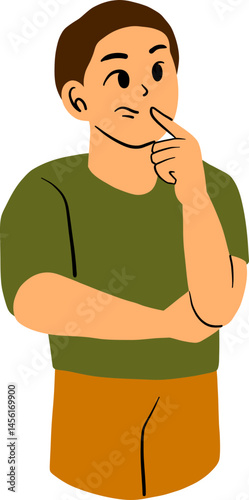 Pensive Man Resting Chin on Hand