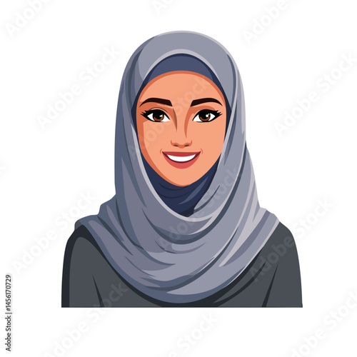 arab saudi arabian woman wearing a gray scarf vector icon design