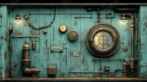 Wallpaper Mural Intricate steampunk wall panel with detailed mechanical elements. Torontodigital.ca