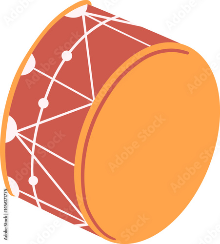 Single traditional percussion musical instrument drum