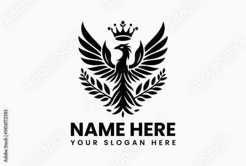 Vintage harpy figure with regal crown and botanical floral motifs in intricate vector logo, symbolizing feminine strength, legend, and nature’s mystique  
