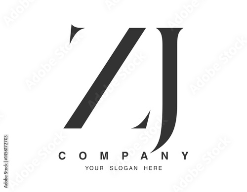 ZJ logo design. Initial letter z and j serif font style. Creative classic company name typography. Trendy logotype or identity.