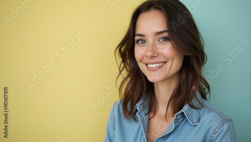Tabletop Role-Playing Game. Female Empowerment Adventure. Female woman model isolated background. Confident female protagonist stands empowered in simple setting, symbolizing inner strength and .