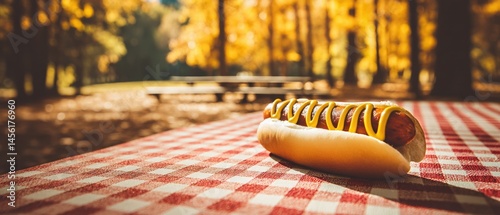 Classic hot dog delight on yellow a tasty visual treat